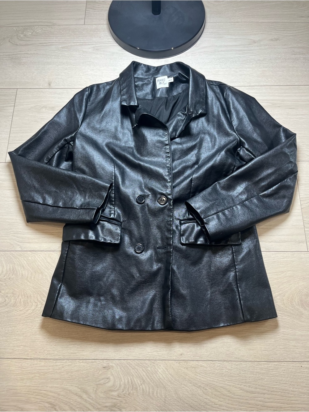 Princess Polly Black Faux Leather Jacket Blazer Tapered Waist Women’s M/L